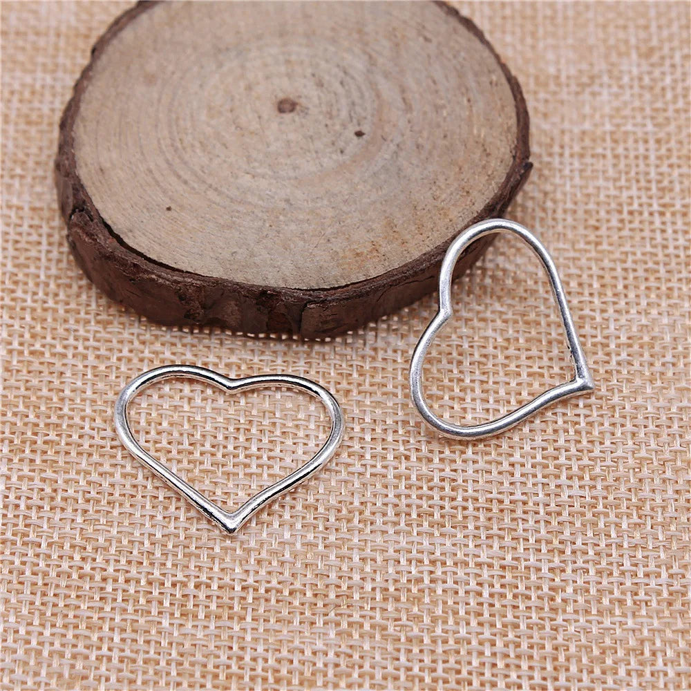 27x22mm 1.3g Antique Silver Zinc Alloy Heart Charm Pendant for Bracelet Necklace DIY Jewelry Making