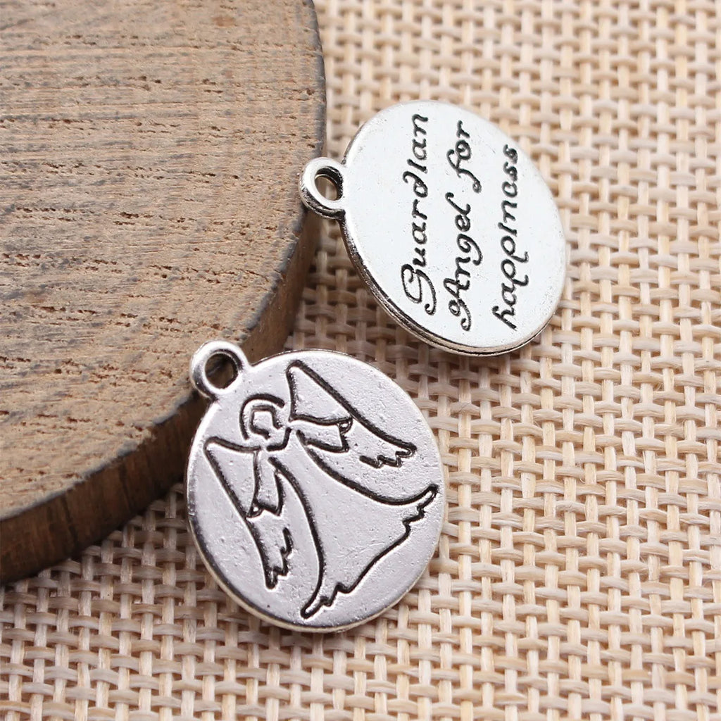 20x18mm 1.9g Antique Silver Zinc Alloy Happiness Guardian Angel Charm Pendant for DIY Jewelry Making