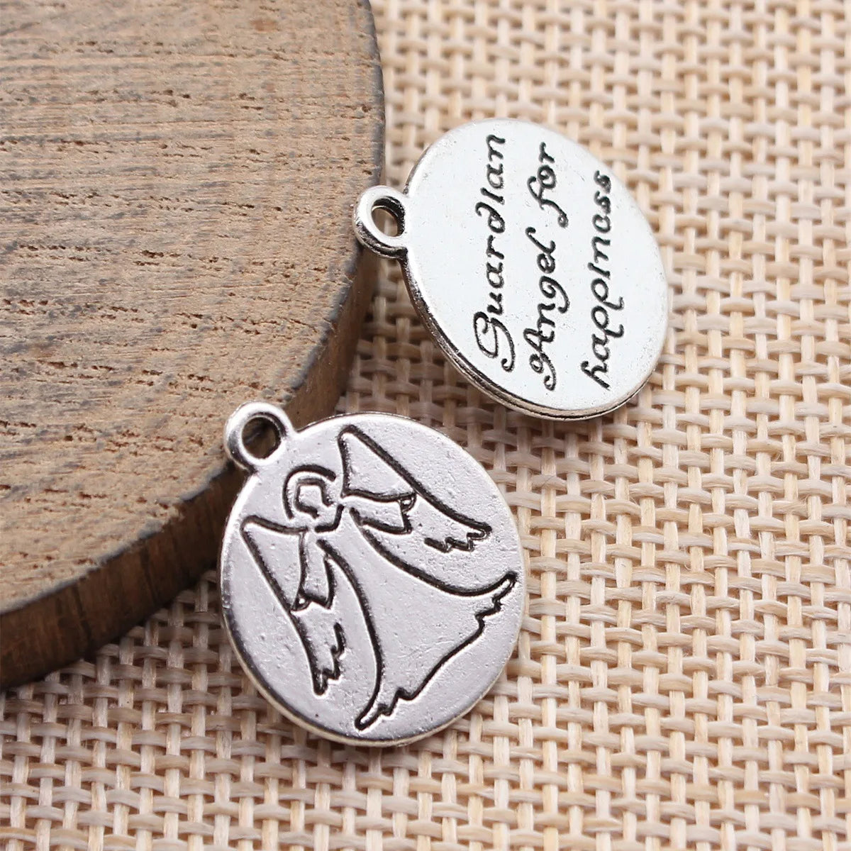 20x18mm 1.9g Antique Silver Zinc Alloy Happiness Guardian Angel Charm Pendant for DIY Jewelry Making