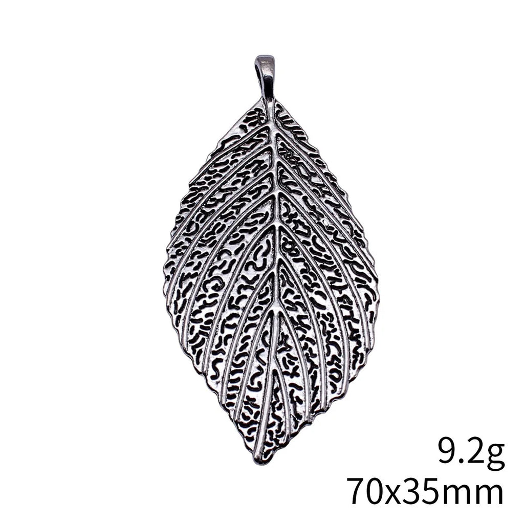70x35mm 9.2g Antique Silver Zinc Alloy Textured Leaf Charm Pendant for Necklace Jewelry Making
