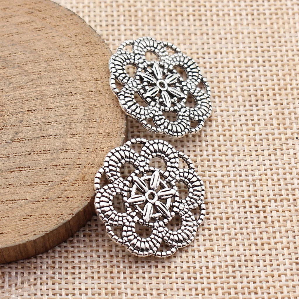 26x26mm 3.3g Multicolor Zinc Alloy Round Flower Filigree charm pendant for DIY jewelry making