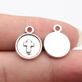 18x14mm 1.2g Antique Silver Zinc Alloy Cross Round Tag charm pendant for DIY bracelet necklace making