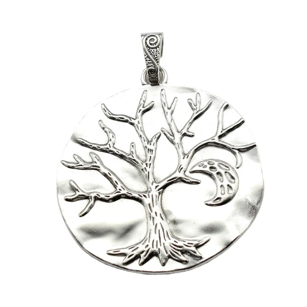 85x65mm 19.4g Antique Silver Zinc Alloy Moon and Tree Night Scene Charm Pendant for DIY Jewelry Making