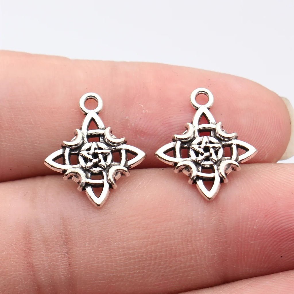 19x16mm 1.2g Antique Silver Zinc Alloy Moon Five Point Star Charm Pendant for DIY Celestial Jewelry