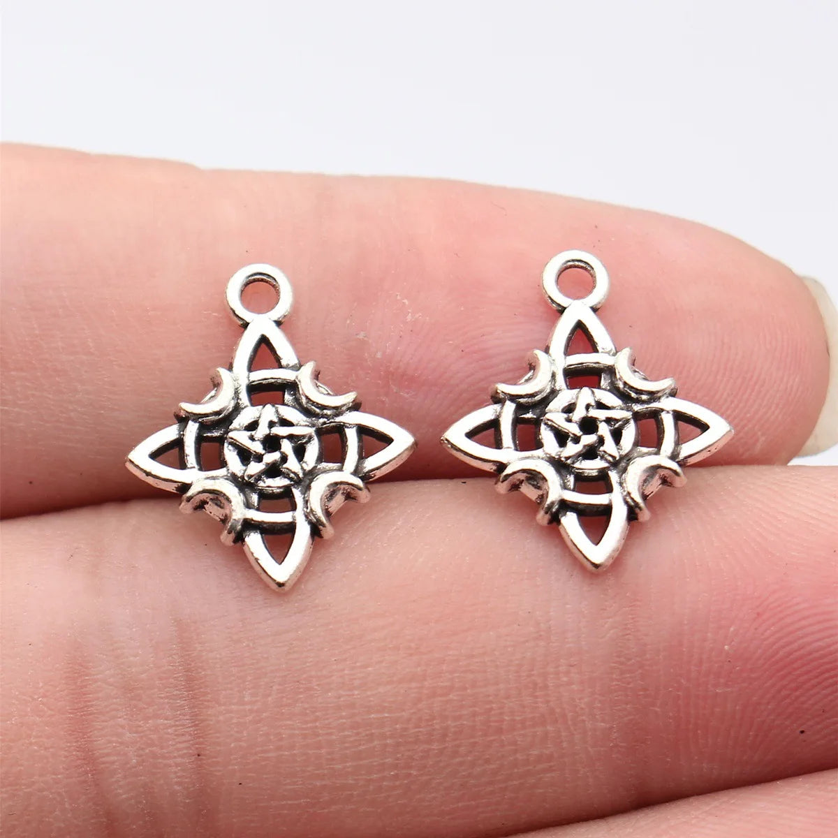 19x16mm 1.2g Antique Silver Zinc Alloy Moon Five Point Star Charm Pendant for DIY Celestial Jewelry