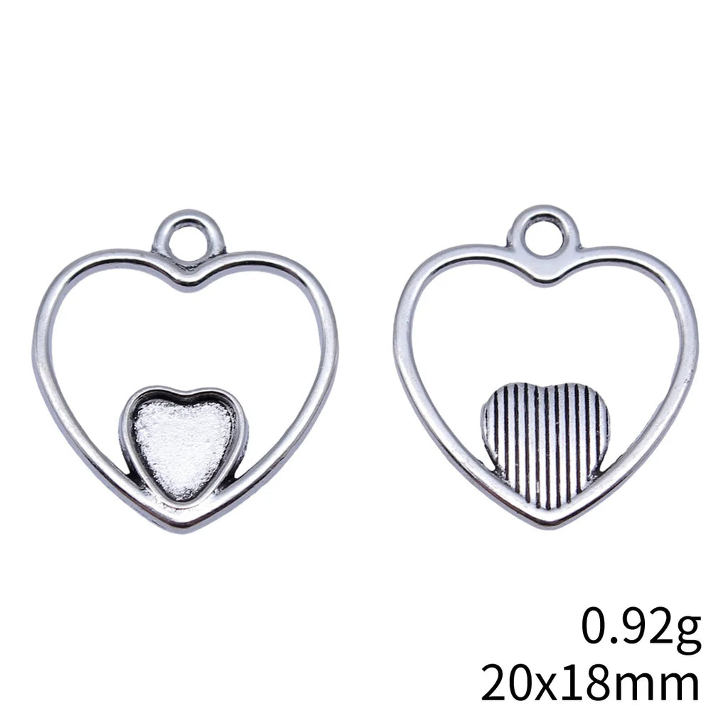 20x18mm 0.92g Antique Silver Zinc Alloy Heart Charm Pendant for DIY Bracelet Necklace Making