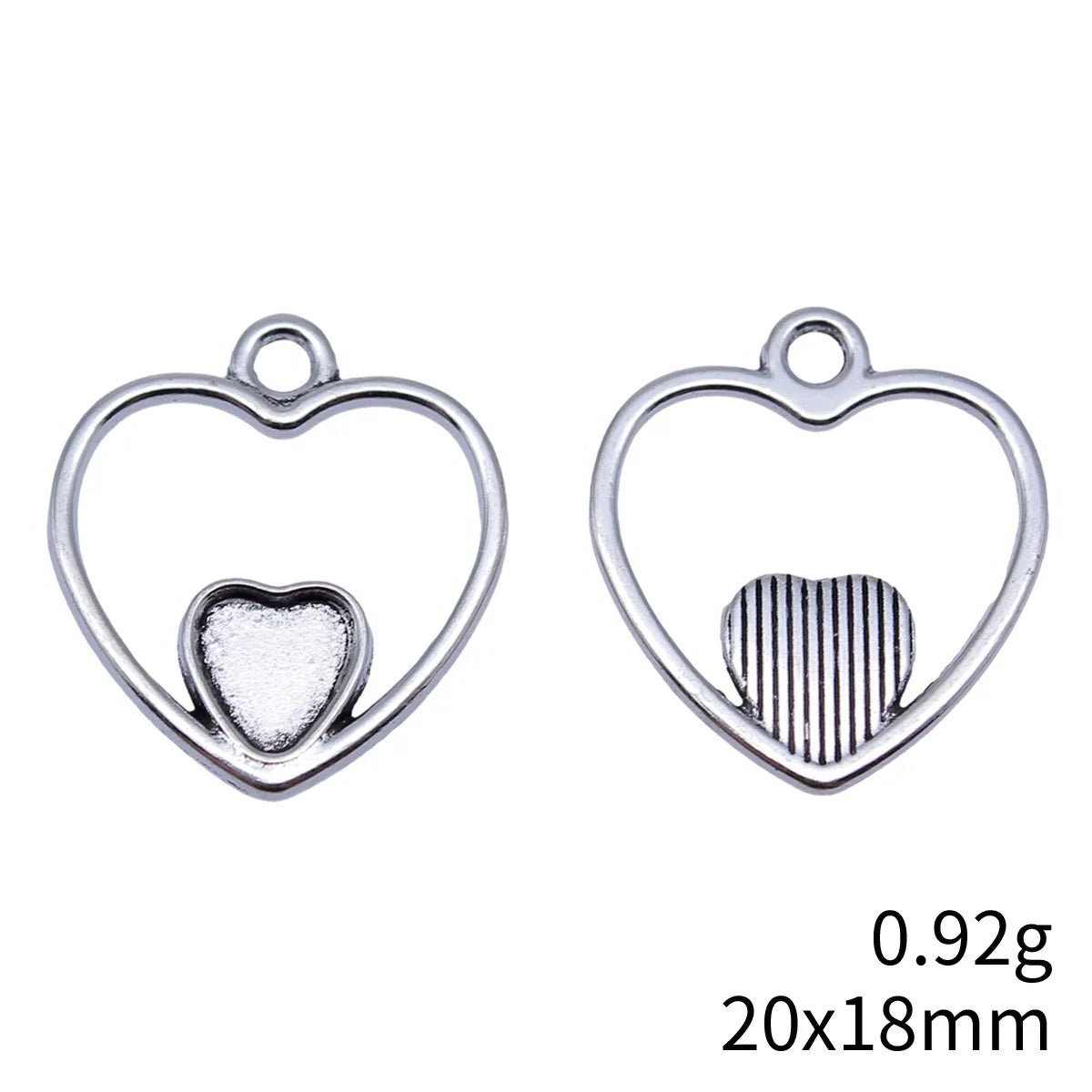 20x18mm 0.92g Antique Silver Zinc Alloy Heart Charm Pendant for DIY Bracelet Necklace Making
