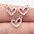 13x12mm 0.43g Antique Silver Zinc Alloy Hollow Heart Charm Pendant for DIY Bracelet Making