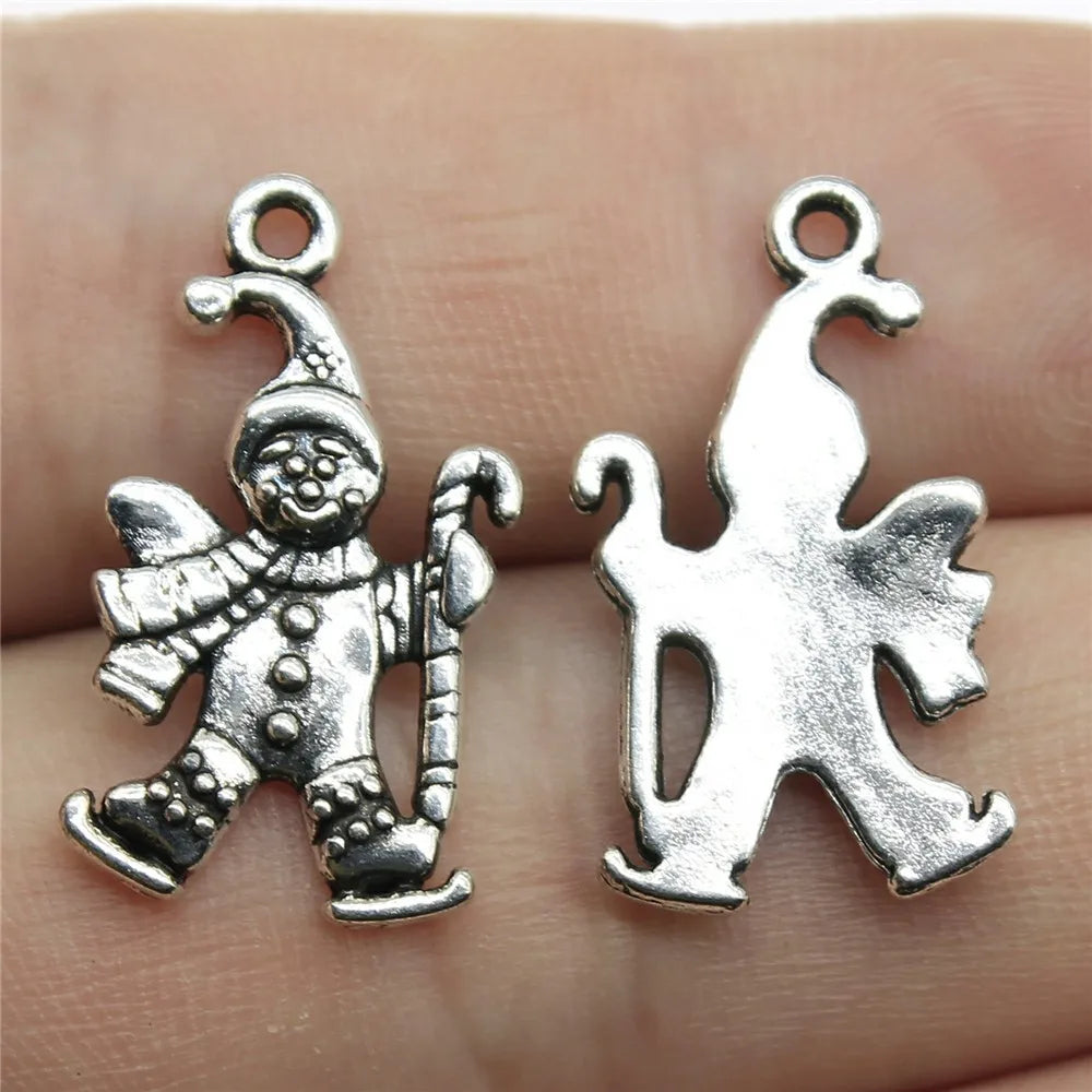 23x13mm 1.3g Multicolor Zinc Alloy Snowman Charm Pendant for DIY Christmas Jewelry Making