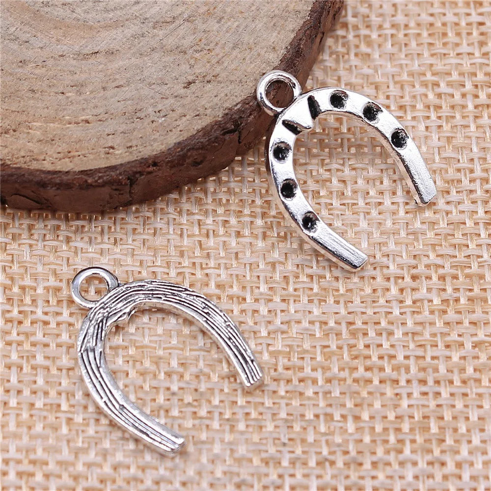 21x16mm 1.1g Antique Silver Zinc Alloy Horseshoe Charm Pendant for DIY Necklace Bracelet Jewelry