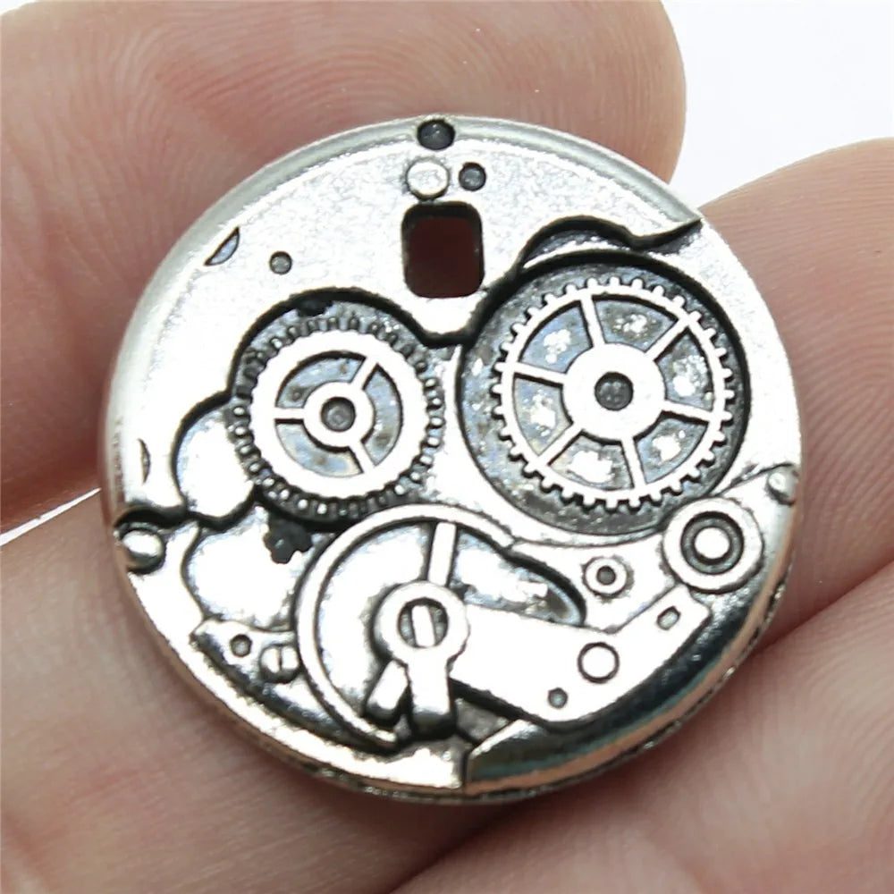 25x25mm 4.3g Multicolor Zinc Alloy Gear Charm Pendant for DIY Steampunk Jewelry Making