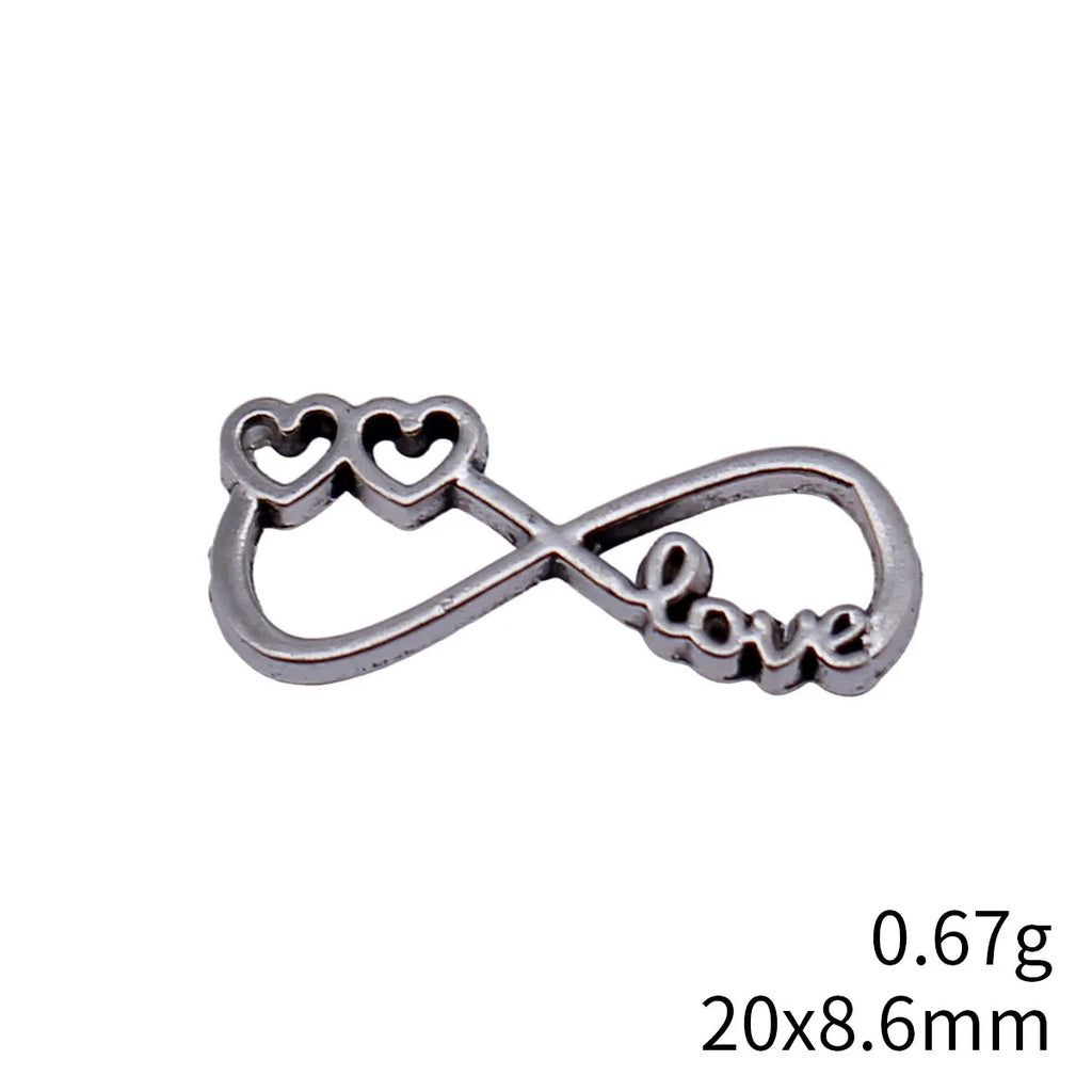 20x8.6mm 0.67g Antique Silver Zinc Alloy LOVE Heart Infinity Symbol Connector Charm for Bracelet Making