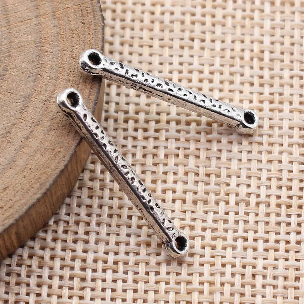 26x3.6x2.7mm 0.95g Multi-Color Zinc Alloy Hammered Long Bar Connector Charm for DIY Bracelet Jewelry Making