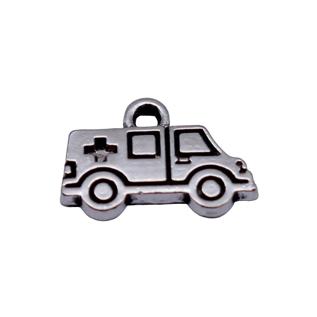13x8.6mm 0.57g Antique Silver Zinc Alloy Ambulance Charm Pendant for DIY Necklace Bracelet Making