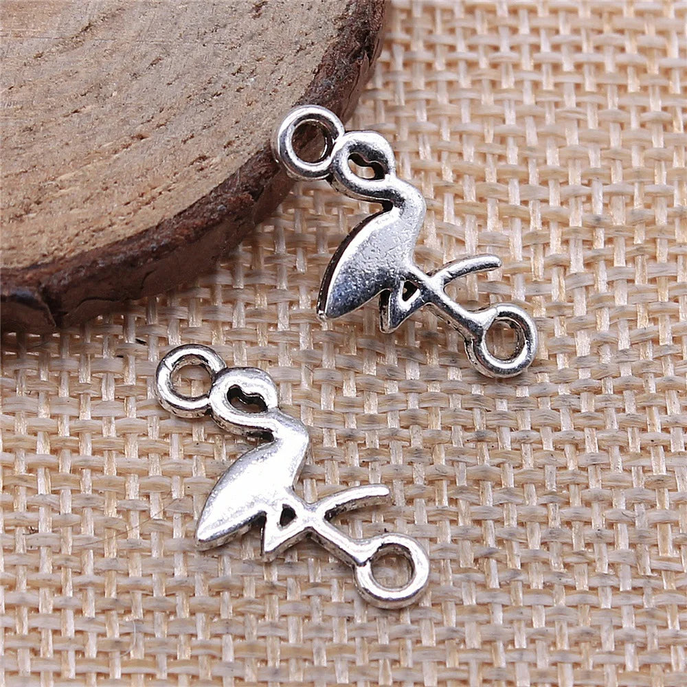 11x22mm 0.7g Antique Silver Zinc Alloy Flamingo Bird Connector Charm for DIY Bracelet Jewelry Making