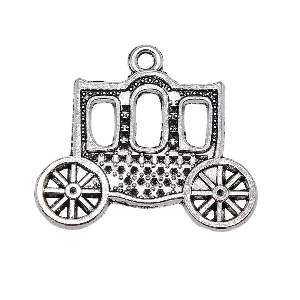 30x27mm 3.7g Antique Silver Zinc Alloy Carriage Charm Pendant for Necklace Bracelet Jewelry Making