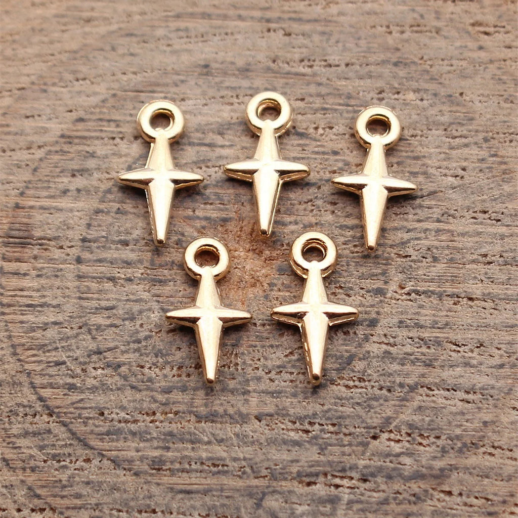 11x6mm 0.18g Multicolor Zinc Alloy Cross Star Charm Pendant for DIY Bracelet Necklace Making