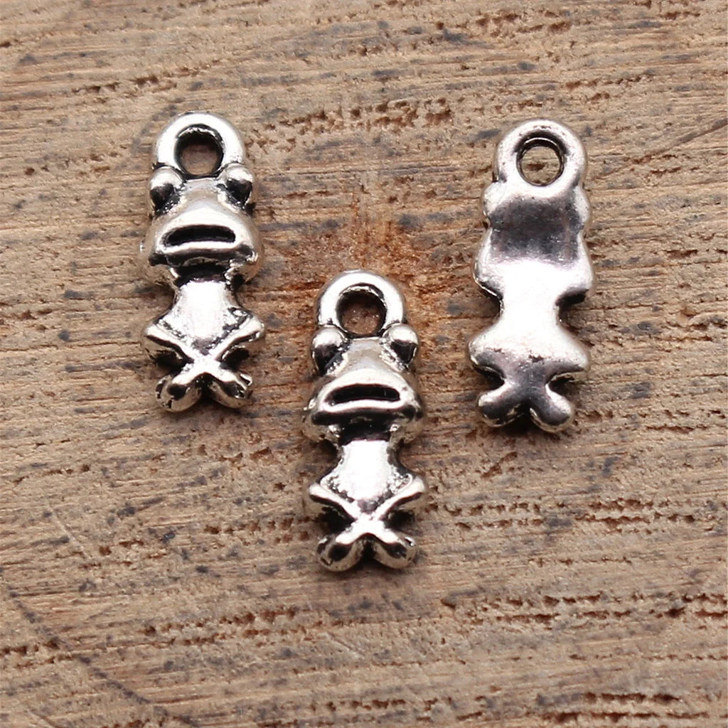 11x4.4mm 0.35g Antique Silver Zinc Alloy Frog Charm Pendant for DIY Necklace Bracelet Jewelry Making