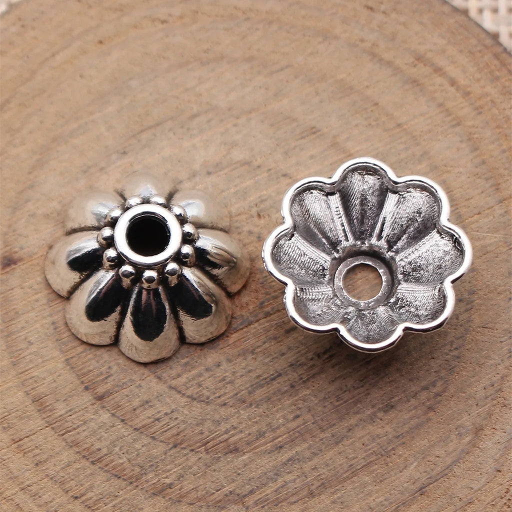 16x16x7.9mm 1.7g Antique Silver Zinc Alloy Flower Bead Cap Spacer Findings for DIY Jewelry Making