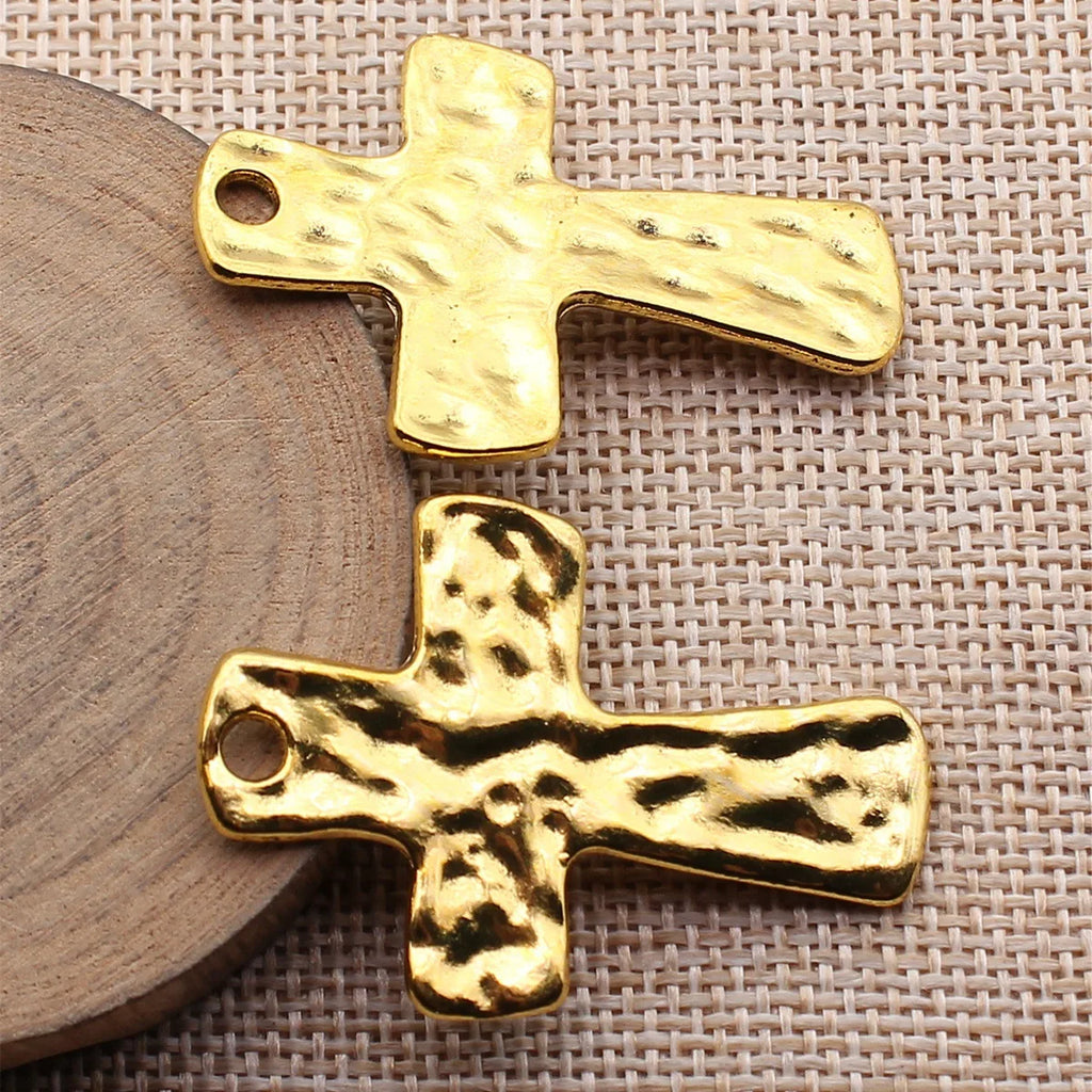 45x31mm 6.5g Multicolor Zinc Alloy Hammered Cross Charm Pendant for DIY Necklace Bracelet Jewelry Making