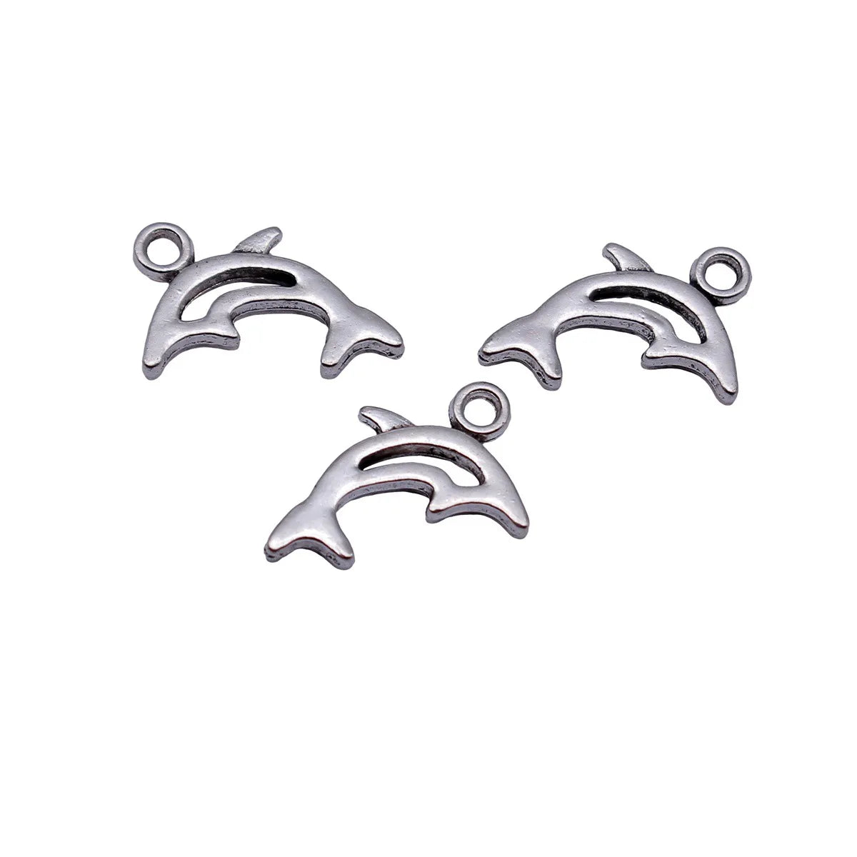 13x8mm 0.38g Antique Silver Zinc Alloy Hollow Dolphin small charm pendant for DIY bracelet necklace making