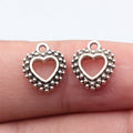 12x10mm 0.8g Antique Silver Zinc Alloy Double Sided Dotted Heart Charm Pendant for DIY Jewelry