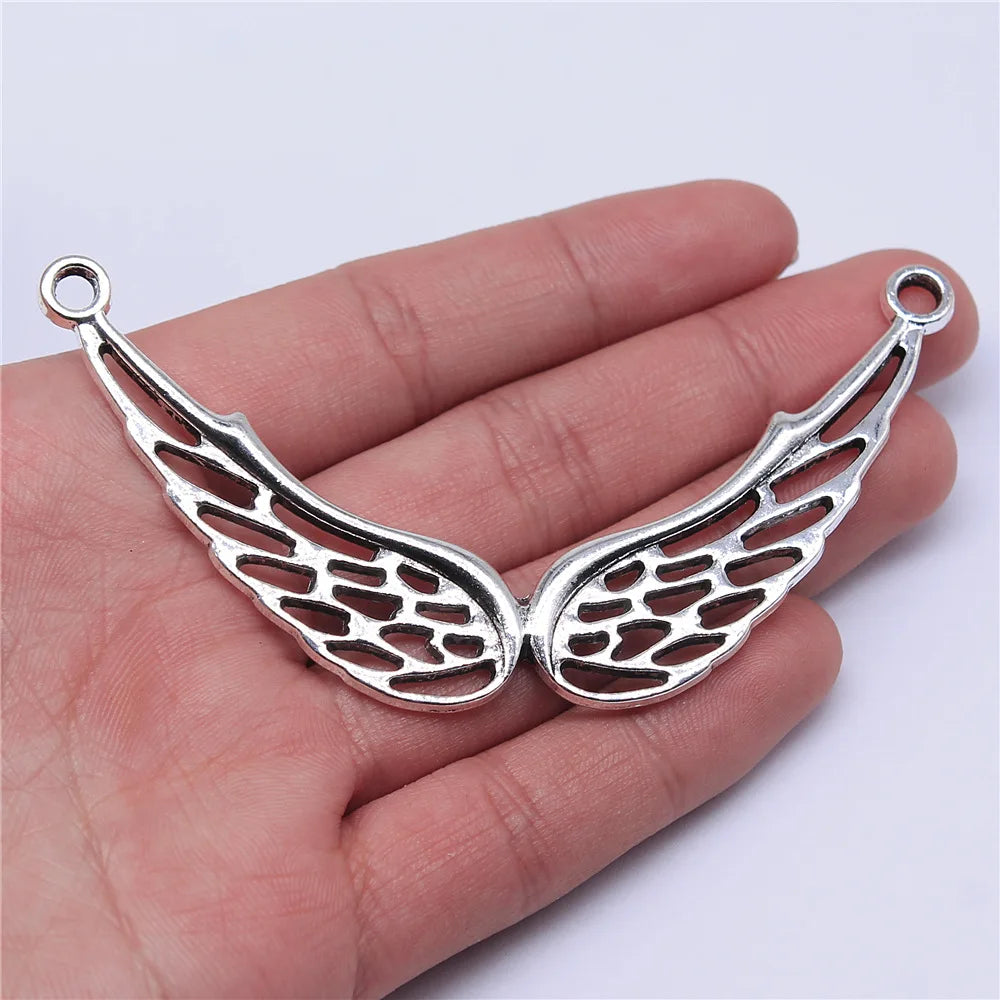 93x48mm 14.7g Antique Silver Zinc Alloy Angel Wing Charm Pendant for DIY Necklace Jewelry Making