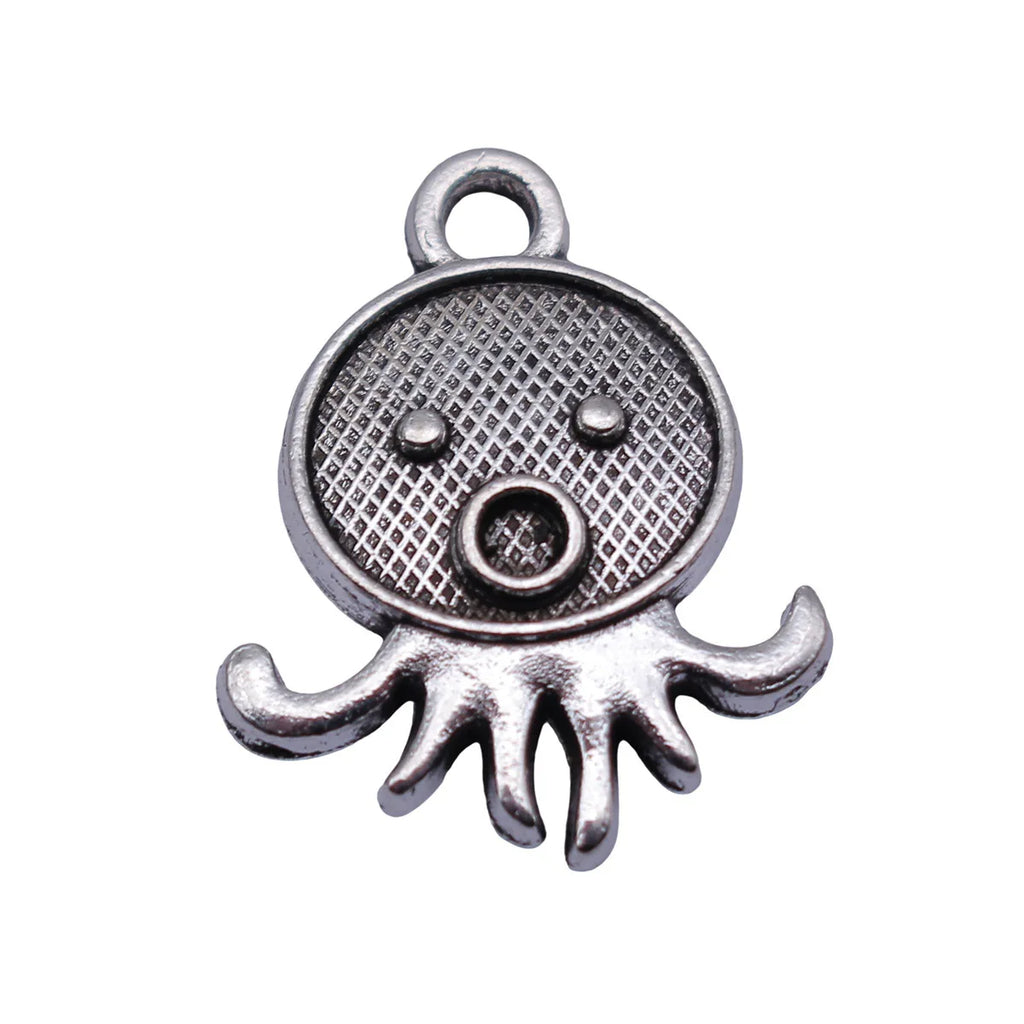22x17mm 1.7g Antique Silver Zinc Alloy Octopus Fish Charm Pendant for DIY Necklace Bracelet Making