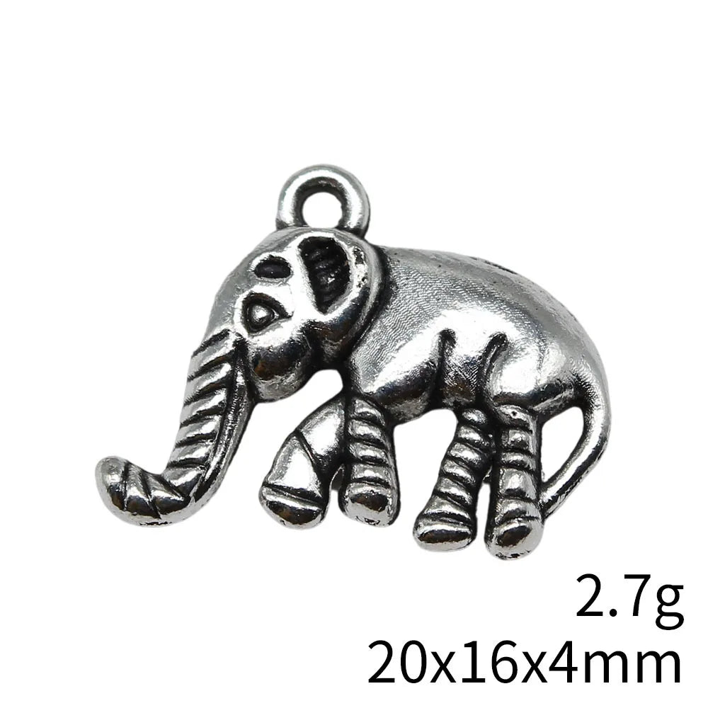 20x16x4mm 2.7g Multicolor Zinc Alloy Elephant Charm Pendant for DIY Necklace Bracelet Jewelry Making
