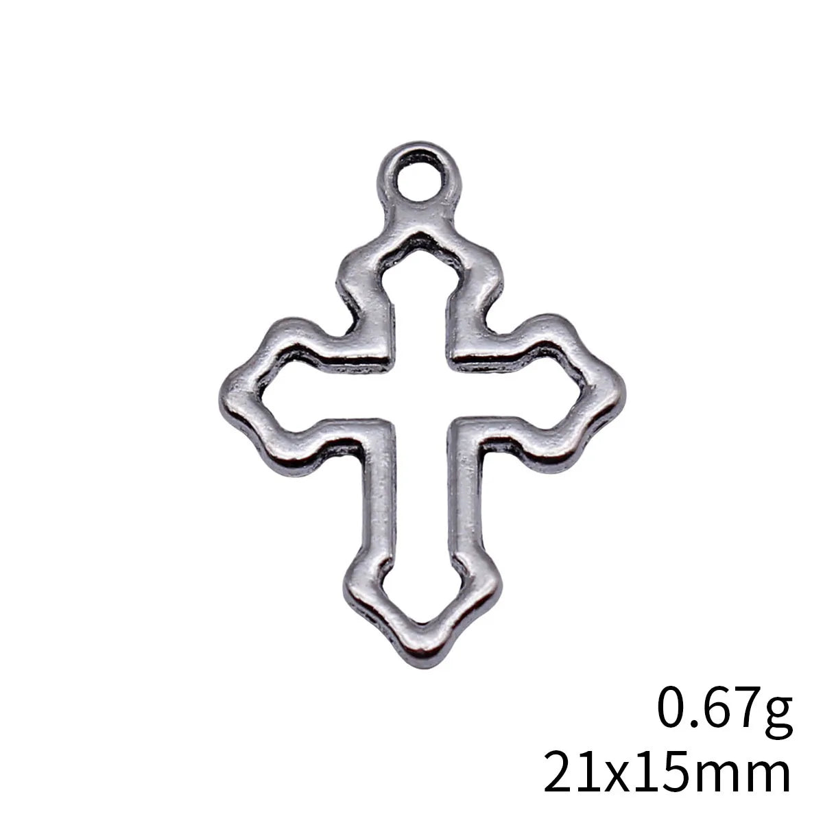 21x15mm 0.67g Antique Silver Zinc Alloy Hollow Cross Charm Pendant for DIY Necklace Bracelet
