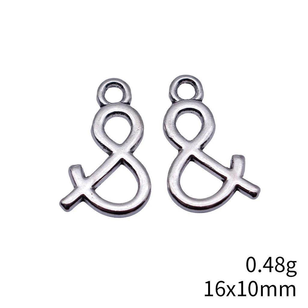 16x10mm 0.48g Antique Silver Zinc Alloy Ampersand Symbol Charm Pendant for DIY Necklace Bracelet
