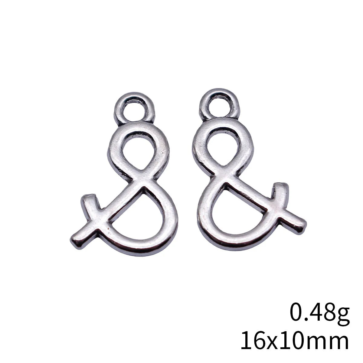 16x10mm 0.48g Antique Silver Zinc Alloy Ampersand Symbol Charm Pendant for DIY Necklace Bracelet