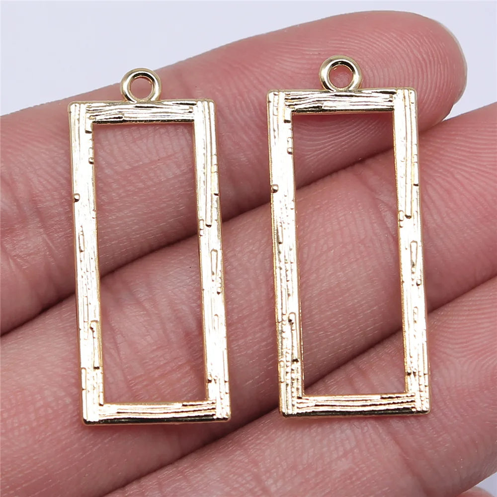 14x34mm 1.1g Electrophoretic KC Gold Zinc Alloy Rectangle Charm Pendant for DIY Jewelry Making