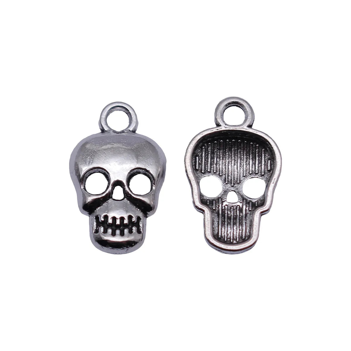 16x9.8mm 0.52g Antique Silver Zinc Alloy Skull Head Charm Pendant for DIY Gothic Necklace Making