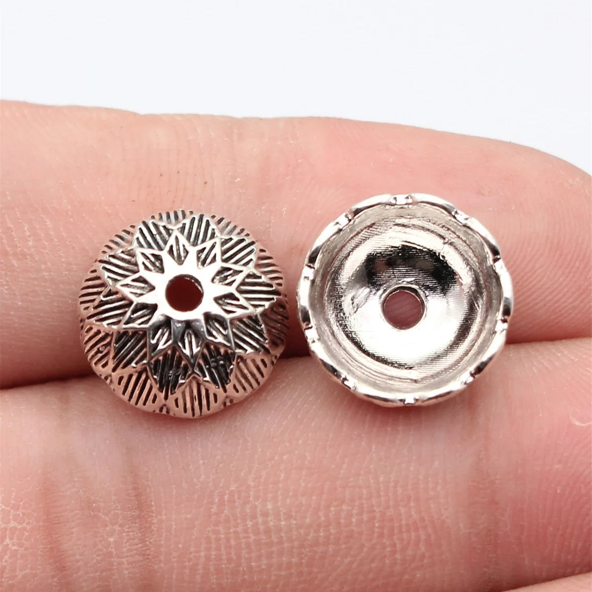 14x14x6.4mm 1.3g Multicolor Zinc Alloy Flower Bead Cap Spacer Beads for DIY Jewelry Making