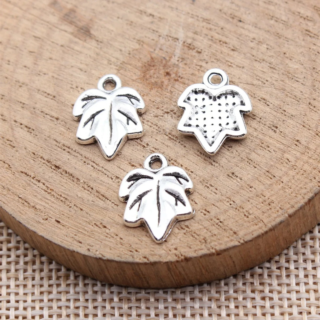 15x11mm 0.75g Antique Silver Zinc Alloy Leaf Charm Pendant for DIY Necklace Bracelet Jewelry Making