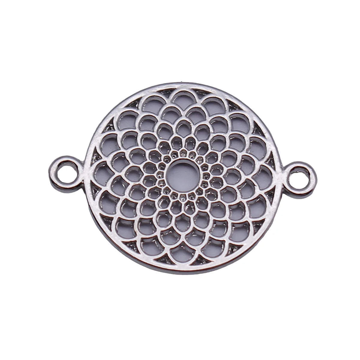 27x20mm 1.8g Platinum Tone Zinc Alloy Hollow Round Disc Connector Charm for Bracelet Making