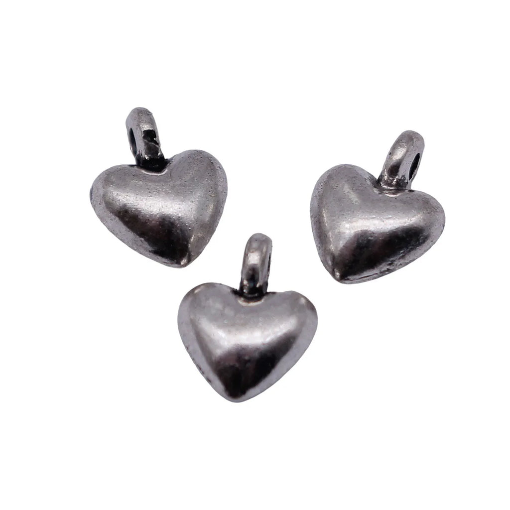 8.5x6.3x3.6mm 0.45g Antique Silver Zinc Alloy Heart Charm Pendant for DIY Bracelet Necklace Making