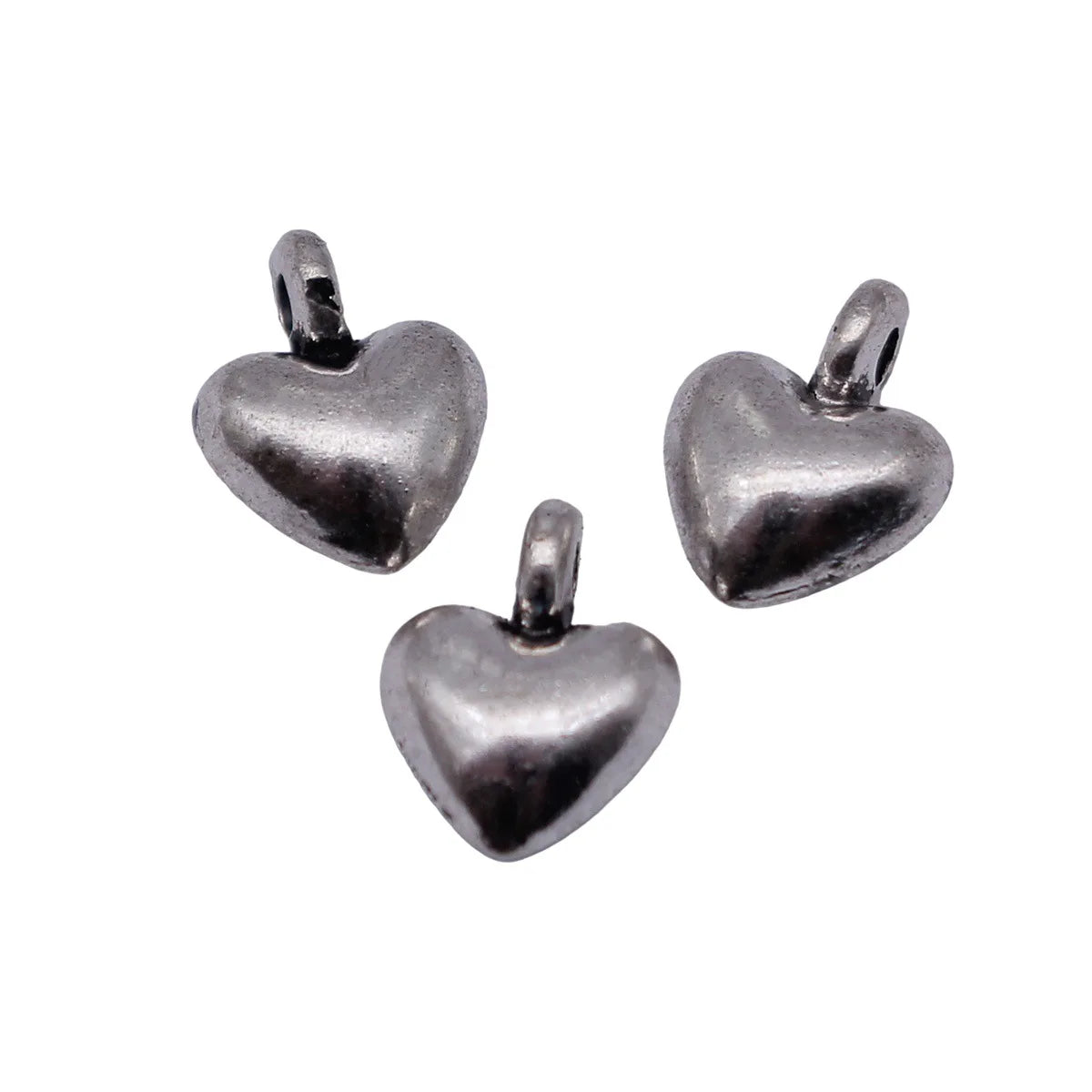 8.5x6.3x3.6mm 0.45g Antique Silver Zinc Alloy Heart Charm Pendant for DIY Bracelet Necklace Making