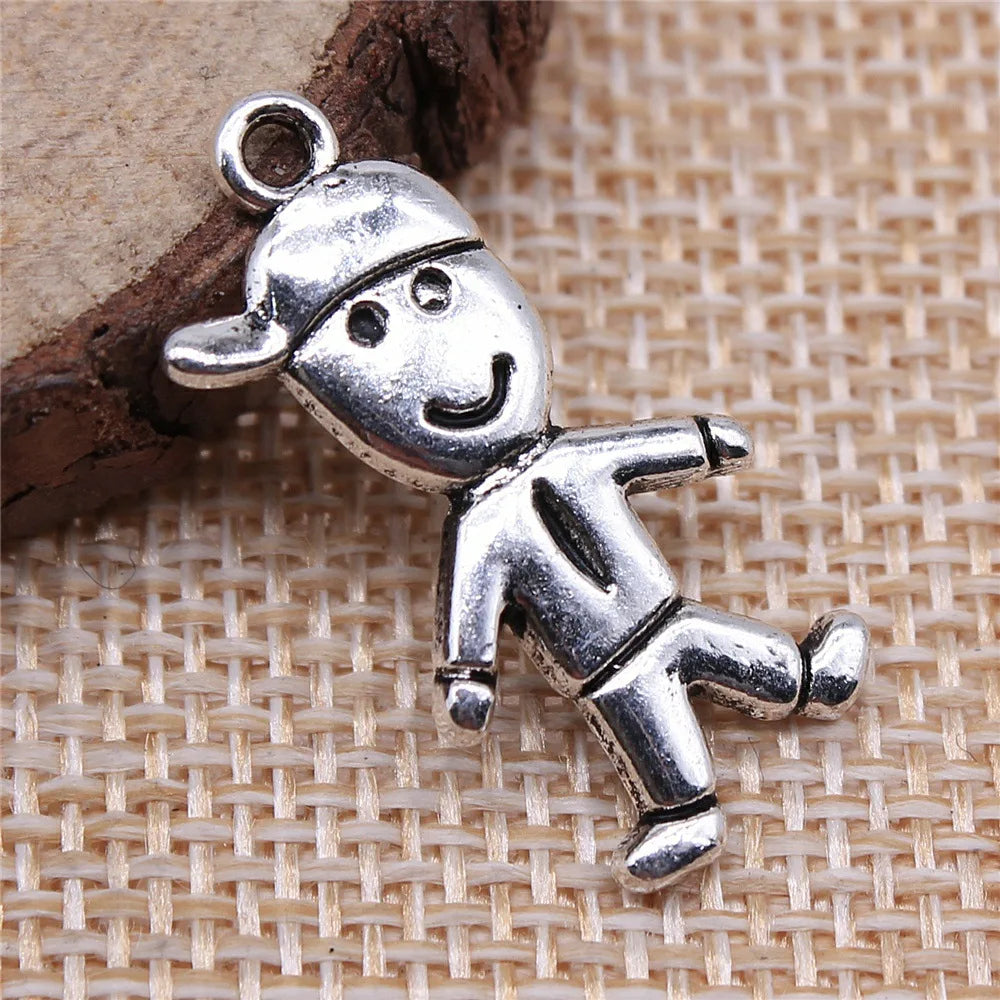 27x14mm 1.8g Antique Silver Zinc Alloy Little Boy Charm Pendant for DIY Necklace Bracelet Jewelry