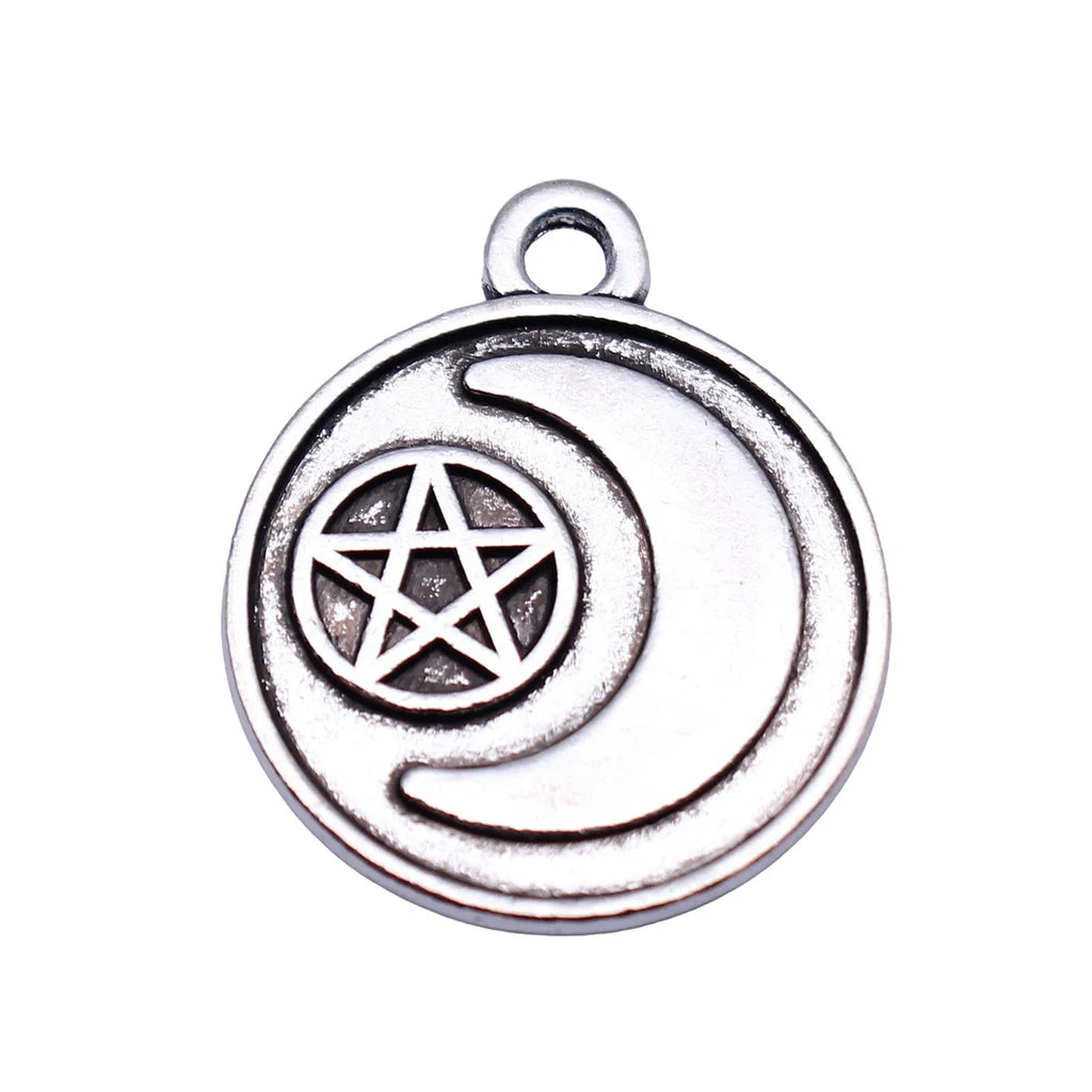 20x17mm 1.6g Antique Silver Zinc Alloy Moon Star Charm Pendant for DIY Bracelet Necklace Making