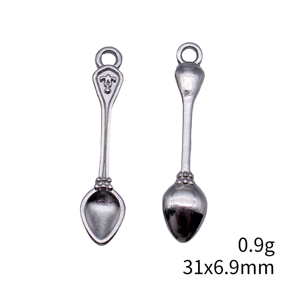 31x6.9mm 0.9g White K Color Zinc Alloy Spoon charm pendant for DIY necklace bracelet jewelry making