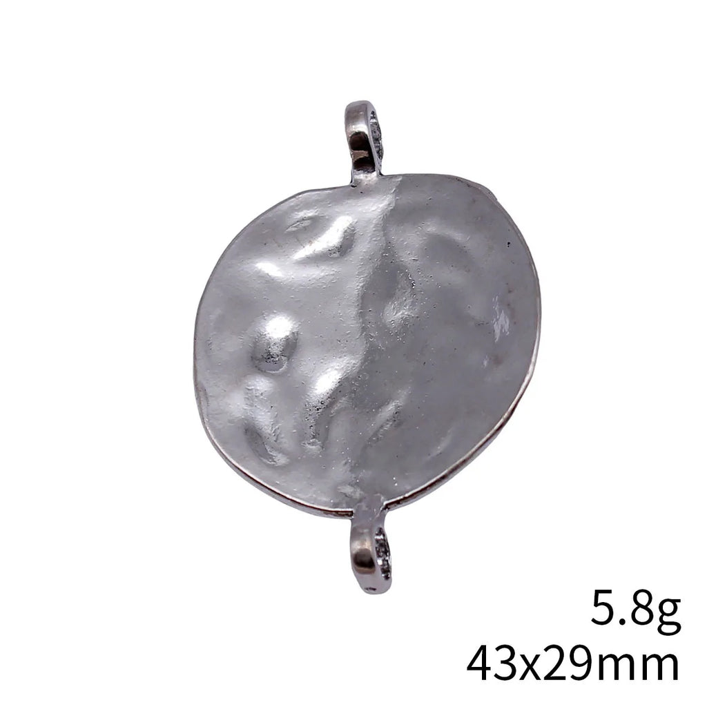 43x29mm 5.8g Multicolor Zinc Alloy Hammered Irregular Round Disc Connector Charm for DIY Jewelry Making