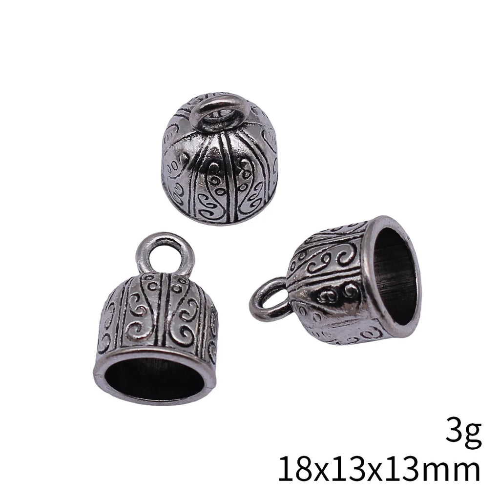 18x13x13mm 3g Antique Silver Zinc Alloy Carved Floral Tassel Cap End Bead for DIY Earrings Necklace