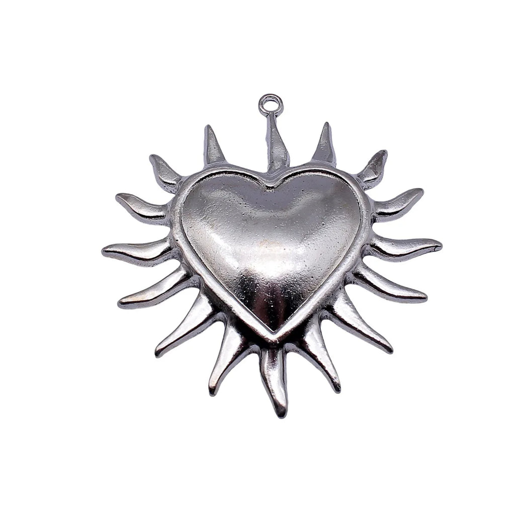 74x70mm 30.8g Antique Silver Zinc Alloy Thorn Heart Charm Pendant for DIY Necklace Jewelry Making