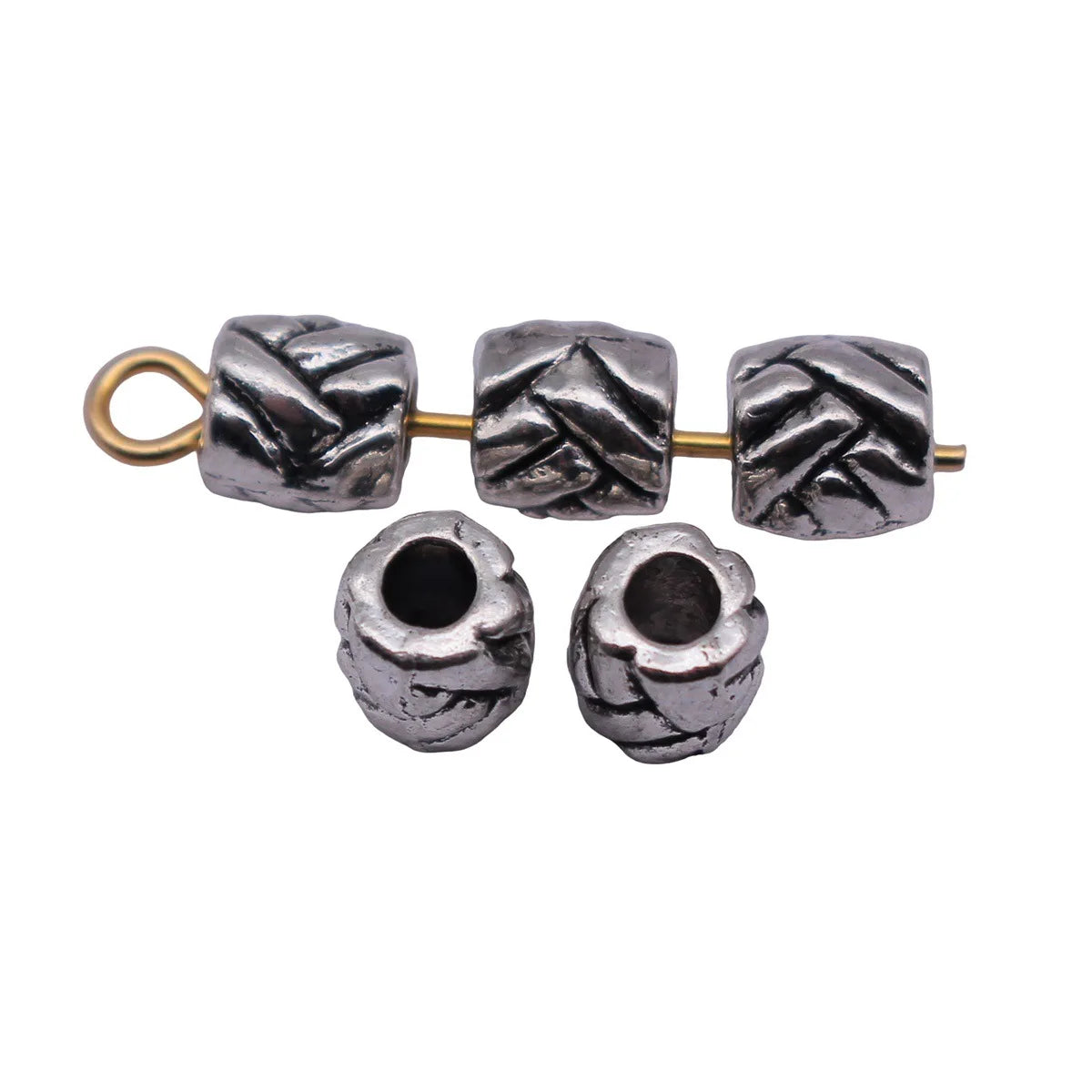 5.3x5.2x5.1mm 0.44g Antique Silver Zinc Alloy Woven Texture Spacer Beads for Bracelet Necklace Jewelry Making