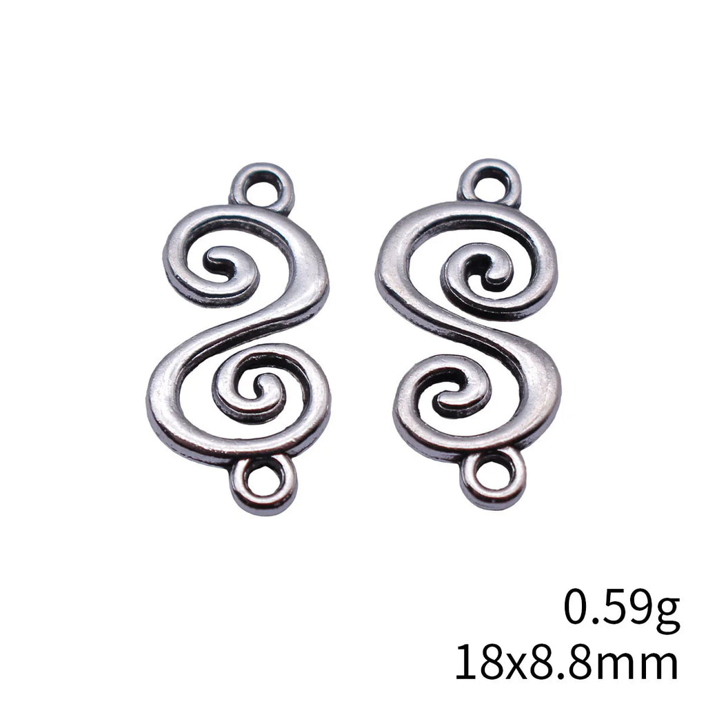 18x8.8mm 0.59g Antique Silver Zinc Alloy S Shape Connector Charm Jewelry Findings for DIY Bracelet Making