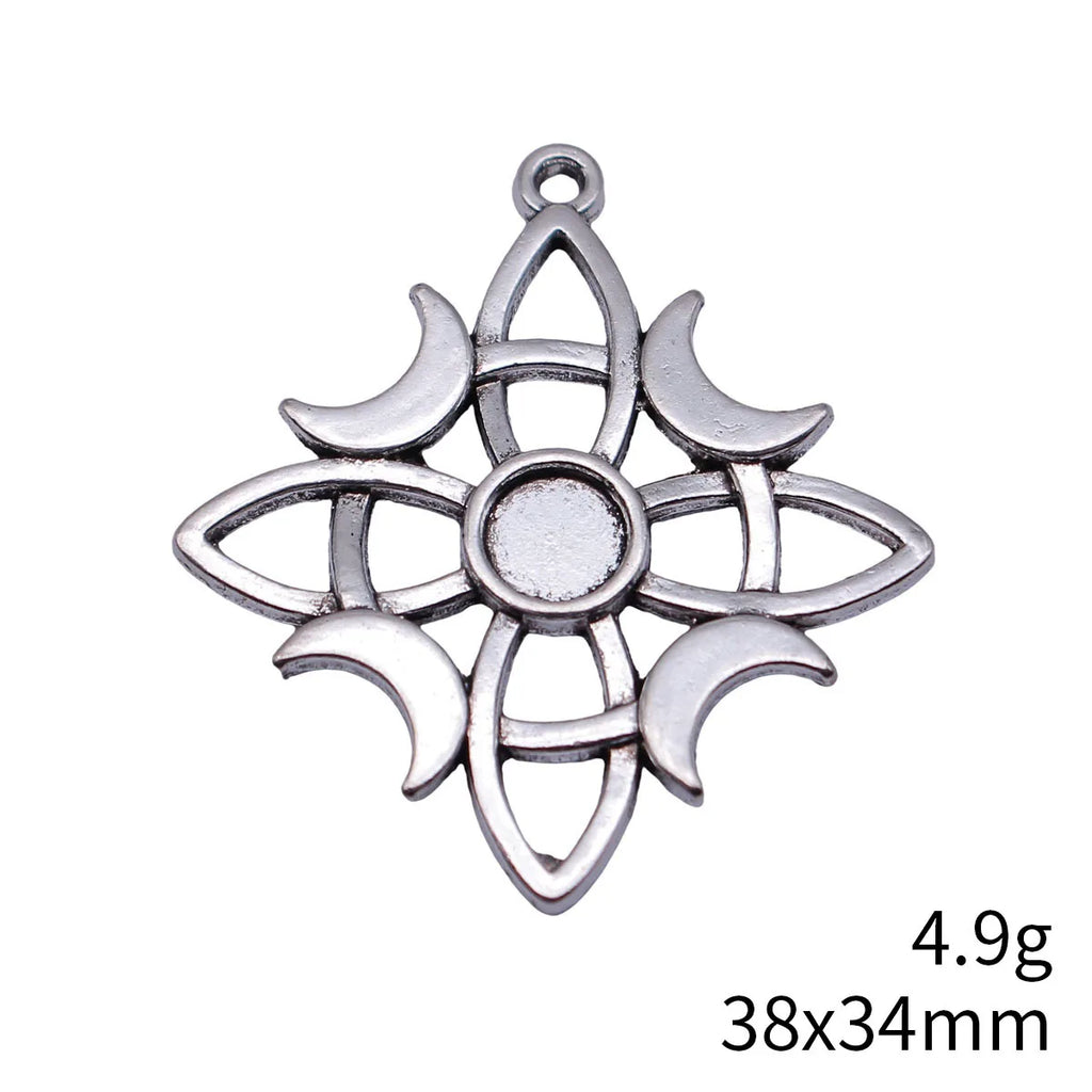 38x34mm 4.9g Antique Silver Zinc Alloy Hollow Cross Star Moon Celtic Knot Charm Pendant for DIY Jewelry