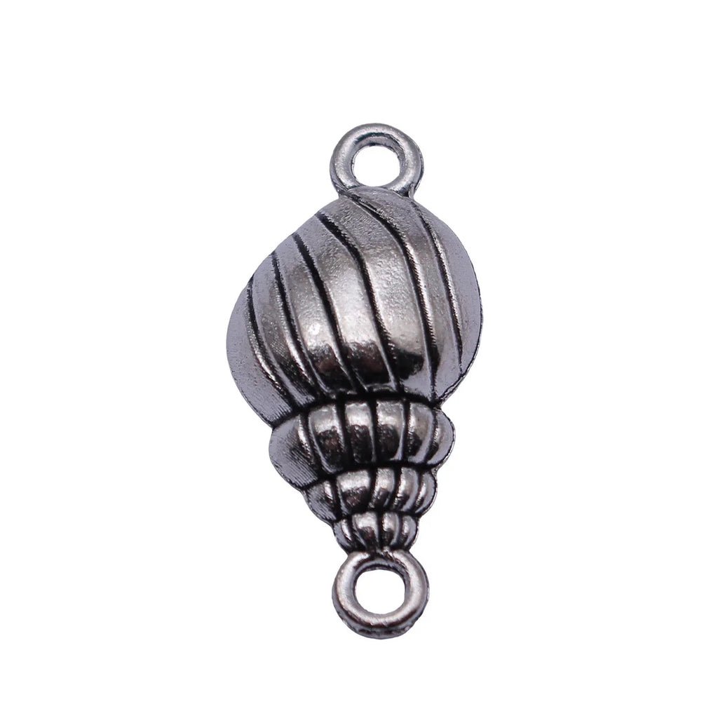 28x13mm 1.6g Antique Silver Zinc Alloy Conch Shell Connector Charm for DIY Bracelet Necklace Making