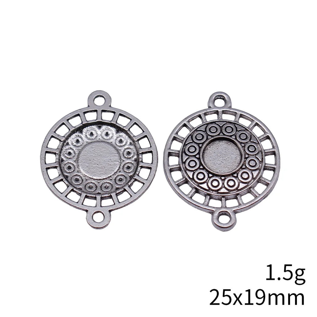 25x19mm 1.5g Antique Silver Zinc Alloy Radial Round Ring Connector Charm for DIY Jewelry Making